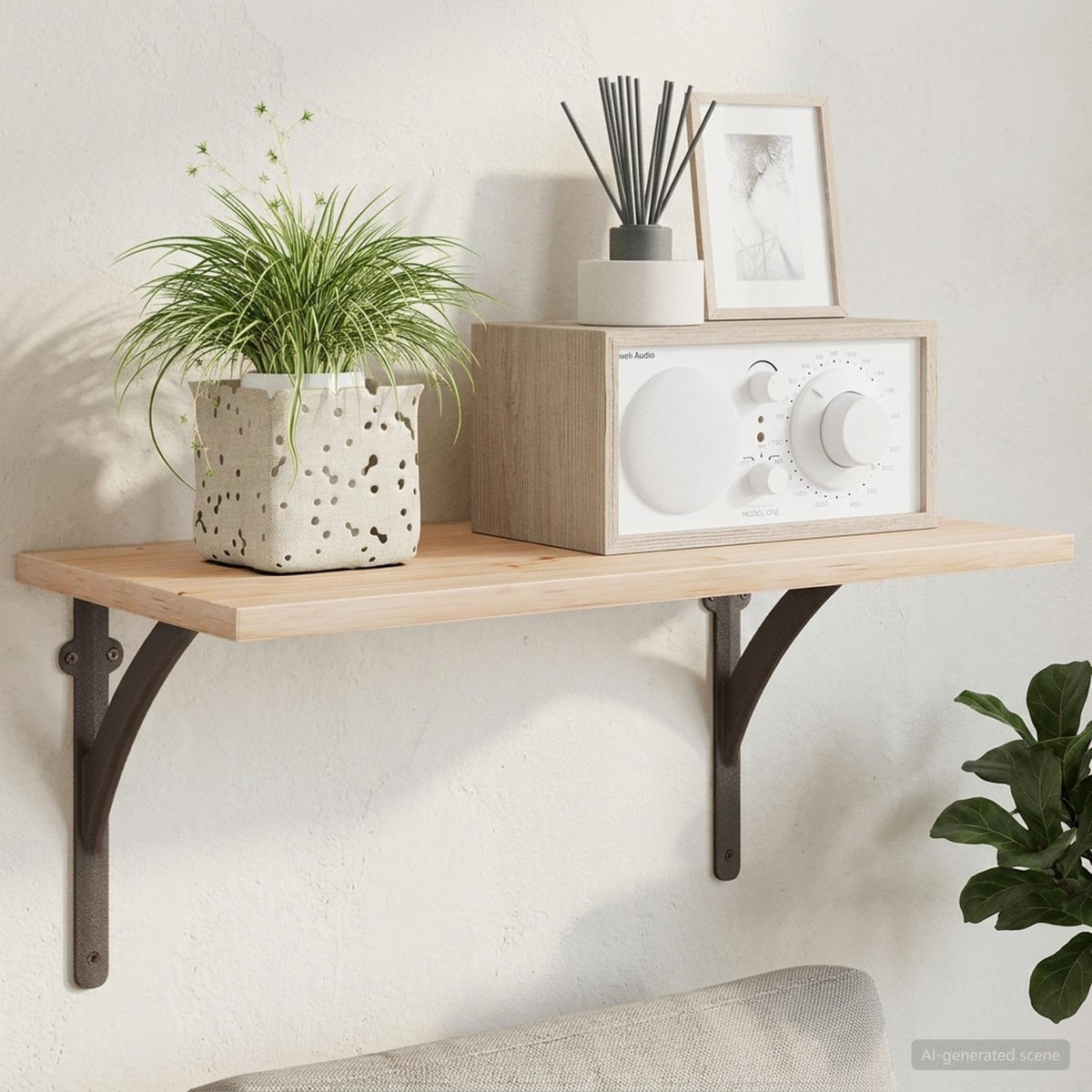 Wall Shelf Brackets 2 pcs Antique Brown 21 x 21 x 3.5 cm Steel