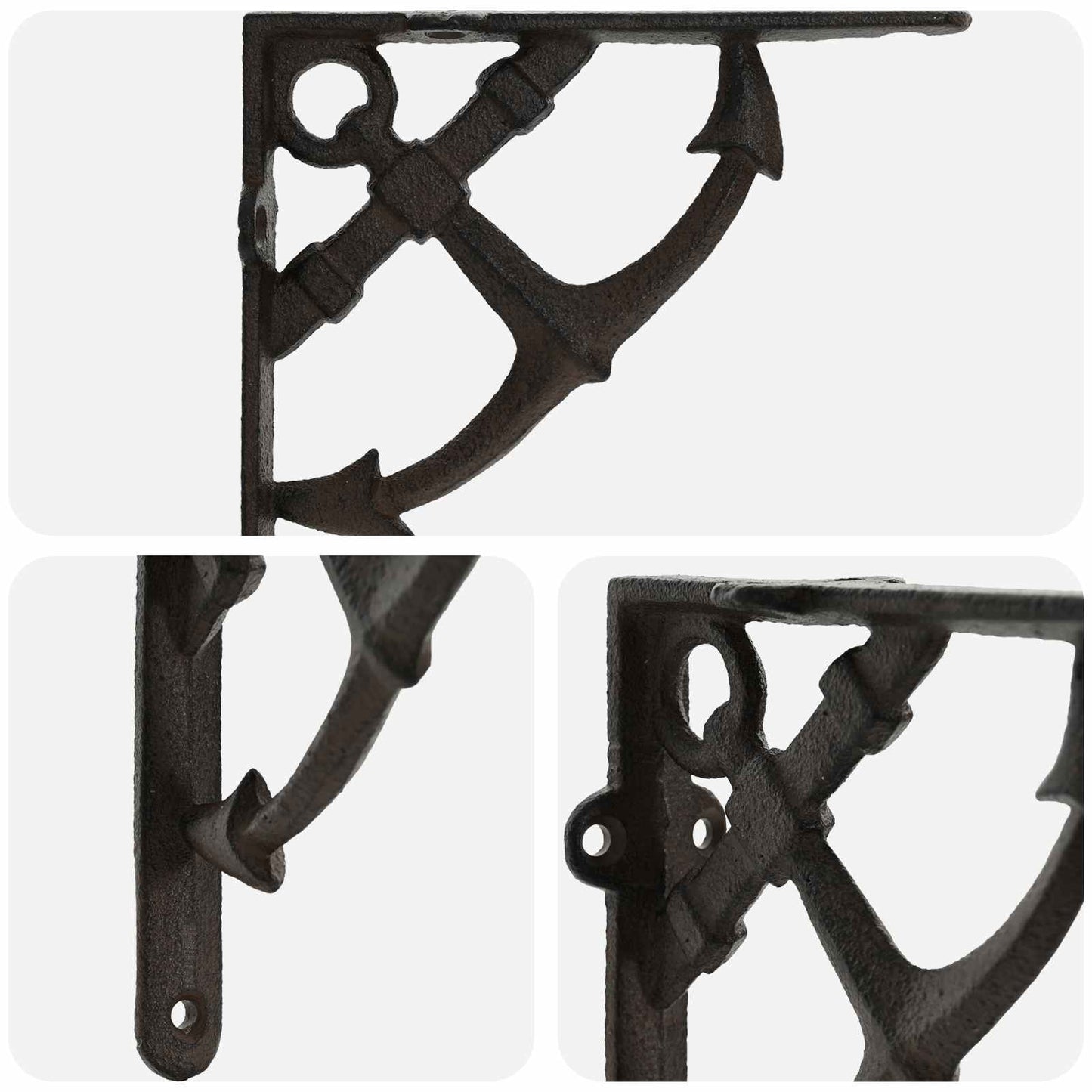 Wall Shelf Brackets 12 pcs Antique Brown 10 x 10 x 3 cm Steel