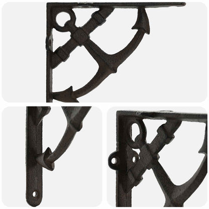 Wall Shelf Brackets 12 pcs Antique Brown 10 x 10 x 3 cm Steel