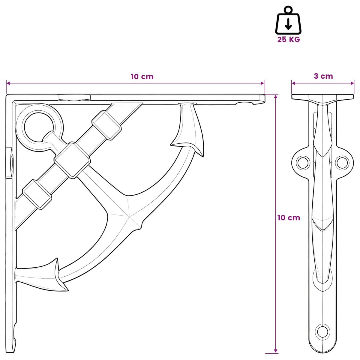 Wall Shelf Brackets 12 pcs Black 10 x 10 x 3 cm Steel