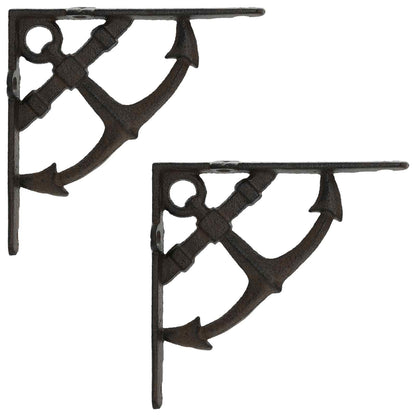 Wall Shelf Brackets 2 pcs Antique Brown 14.5 x 14.5 x 3.5 cm