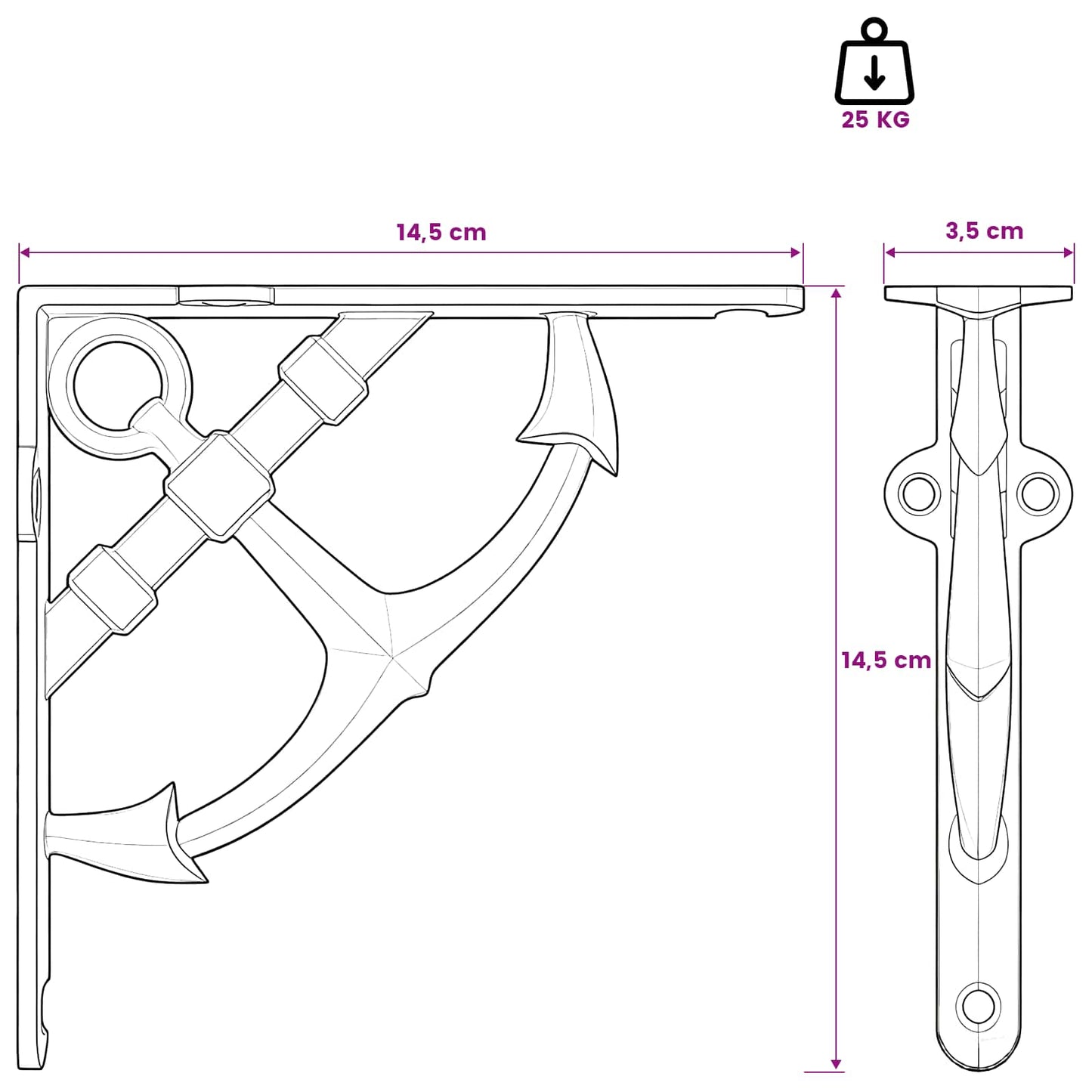 Wall Shelf Brackets 12 pcs Antique White 14.5 x 14.5 x 3.5 cm
