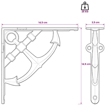 Wall Shelf Brackets 12 pcs Antique Brown 14.5 x 14.5 x 3.5 cm