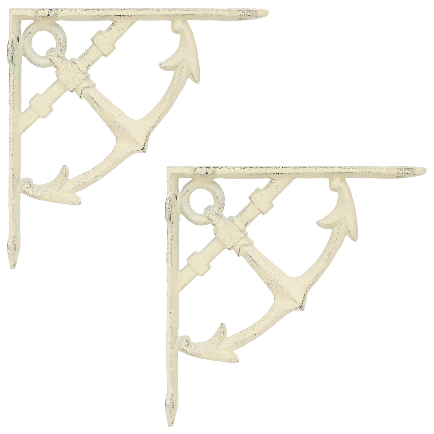 Wall Shelf Brackets 2 pcs Antique White 21 x 21 x 3.5 cm Steel
