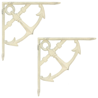Wall Shelf Brackets 2 pcs Antique White 21 x 21 x 3.5 cm Steel