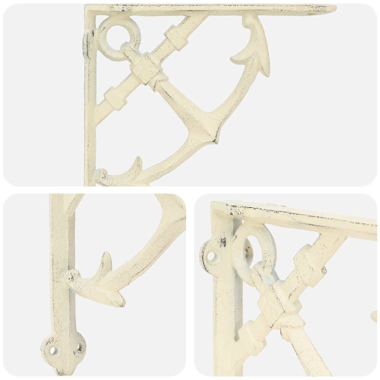 Wall Shelf Brackets 12 pcs Antique White 21 x 21 x 3.5 cm Steel