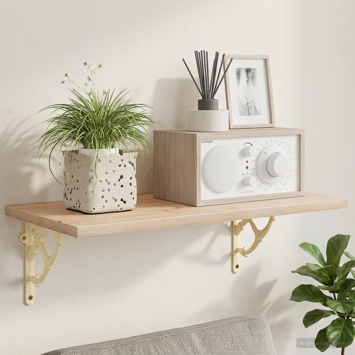 Wall Shelf Brackets 12 pcs Antique White 21 x 21 x 3.5 cm Steel