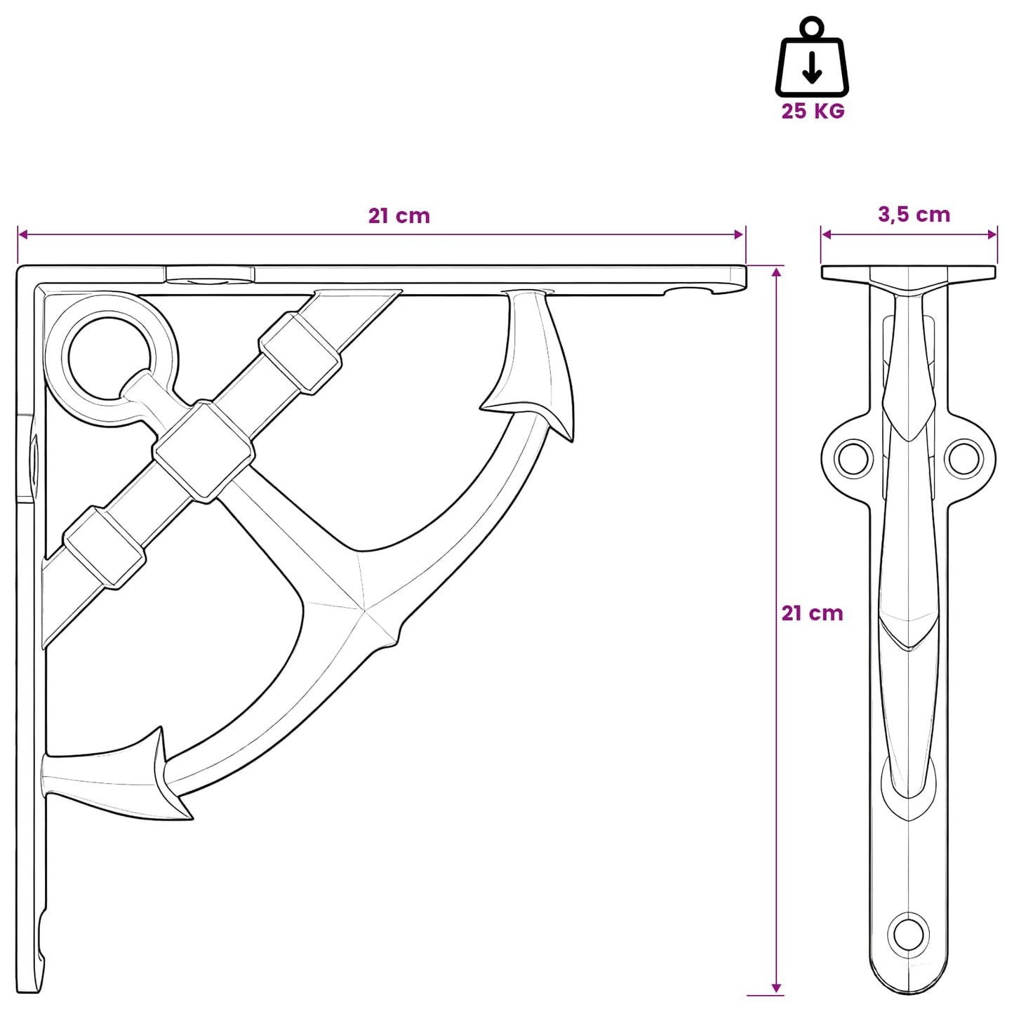 Wall Shelf Brackets 12 pcs Antique White 21 x 21 x 3.5 cm Steel