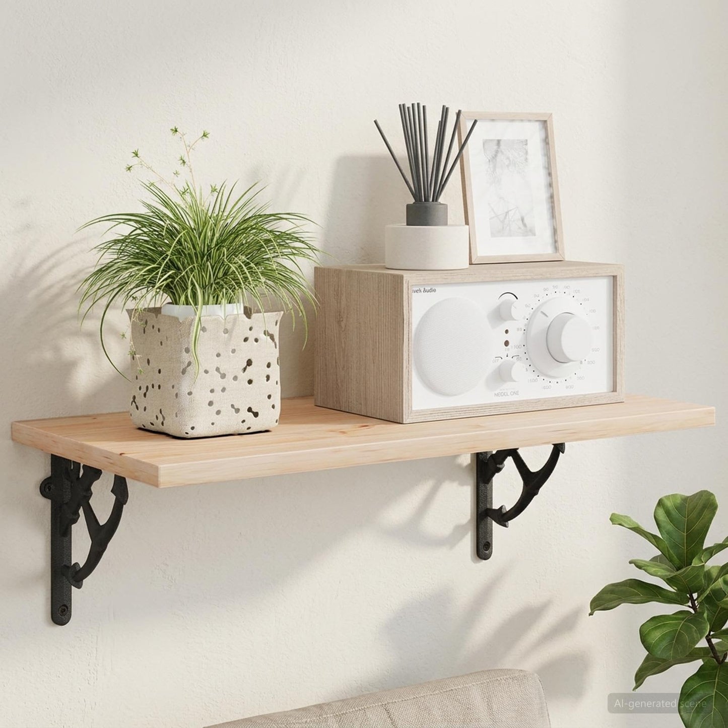 Wall Shelf Brackets 12 pcs Black 21 x 21 x 3.5 cm Steel