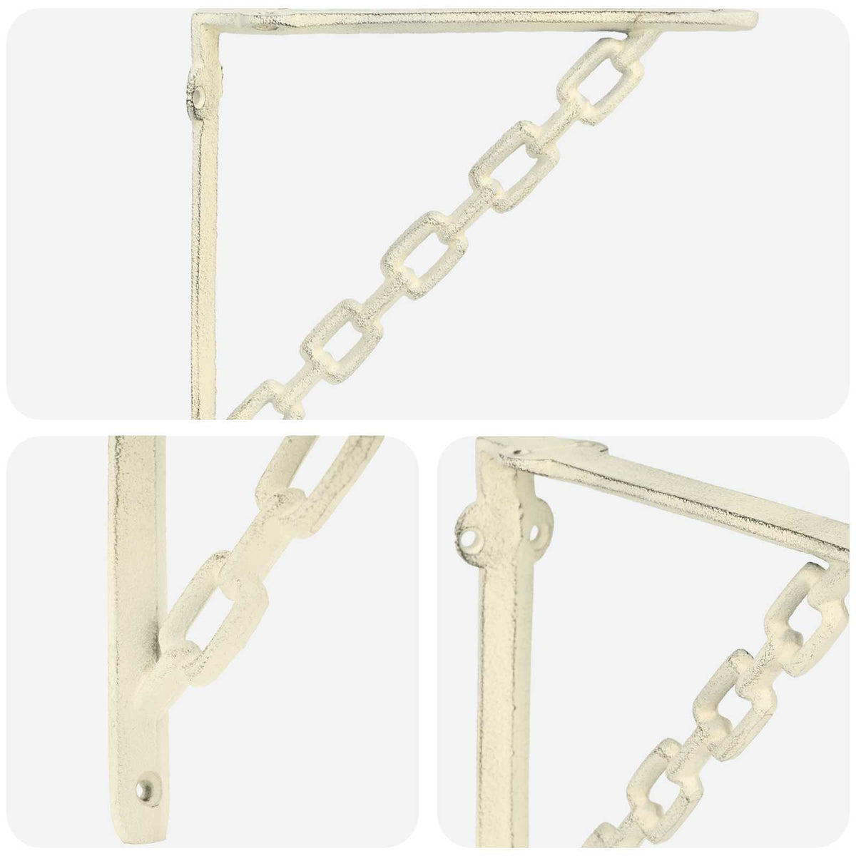 Wall Shelf Brackets 2 pcs Antique White 10.5 x 10.5 x 3 cm