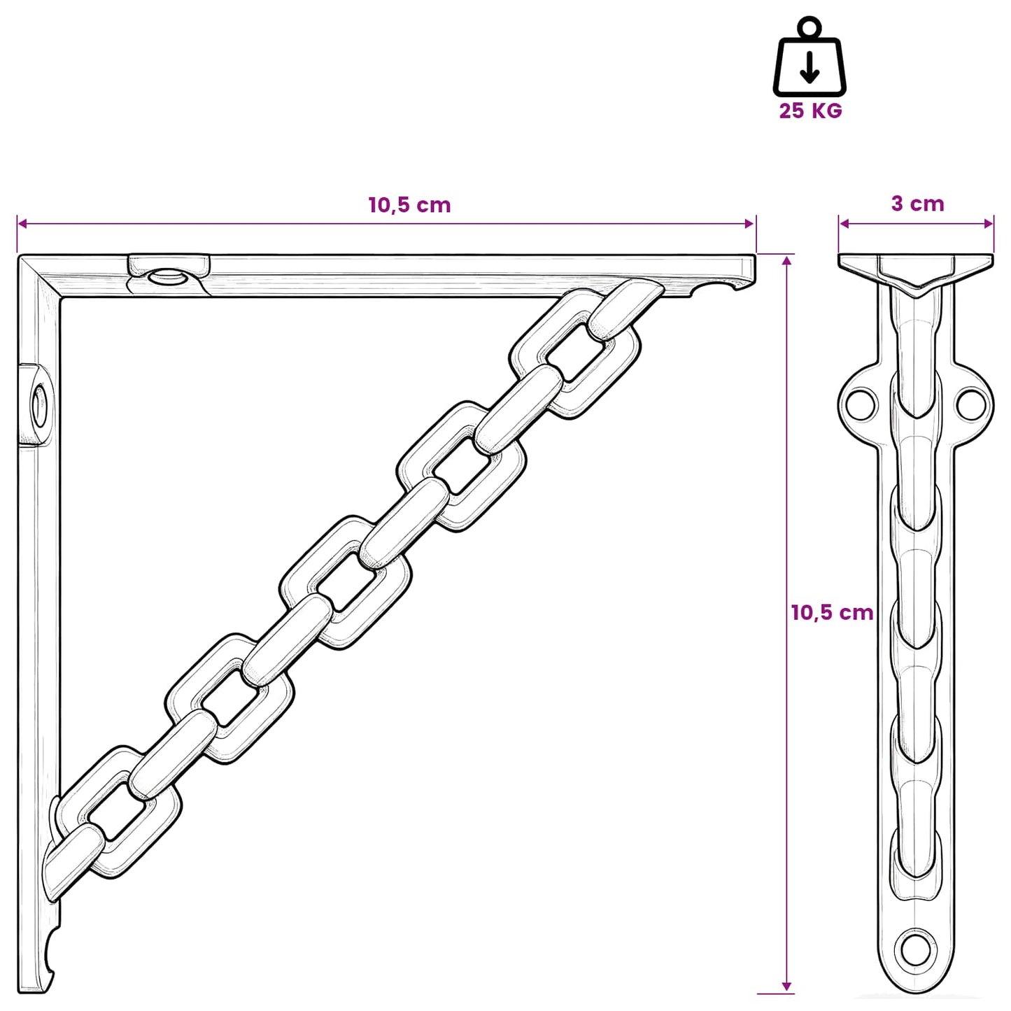 Wall Shelf Brackets 12 pcs Antique White 10.5 x 10.5 x 3 cm