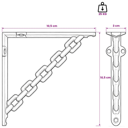 Wall Shelf Brackets 12 pcs Antique White 10.5 x 10.5 x 3 cm