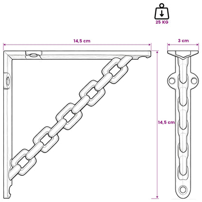Wall Shelf Brackets 12 pcs Antique White 14.5 x 14.5 x 3 cm