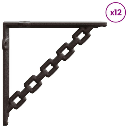 Wall Shelf Brackets 12 pcs Antique Brown 14.5 x 14.5 x 3 cm