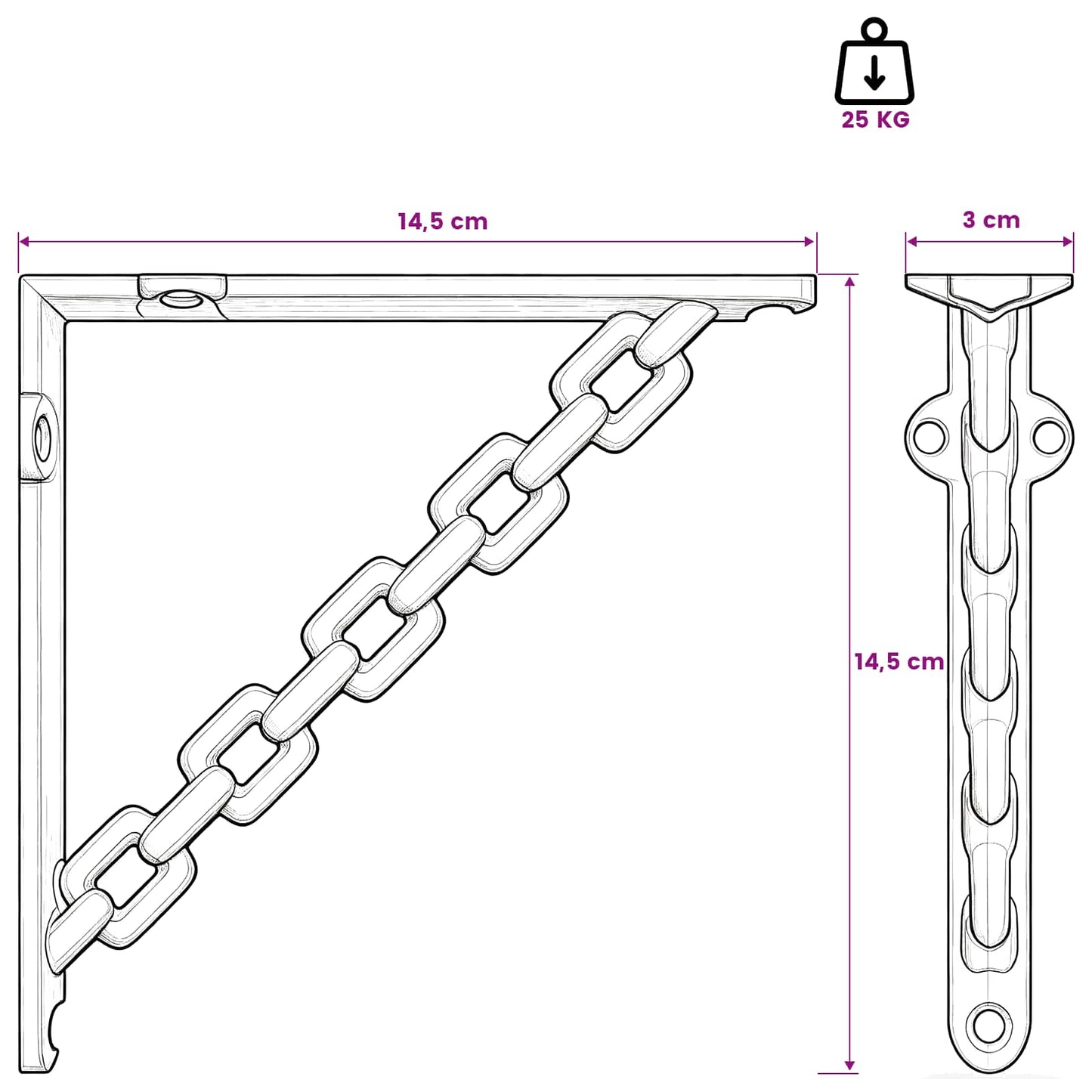 Wall Shelf Brackets 12 pcs Black 14.5 x 14.5 x 3 cm Steel