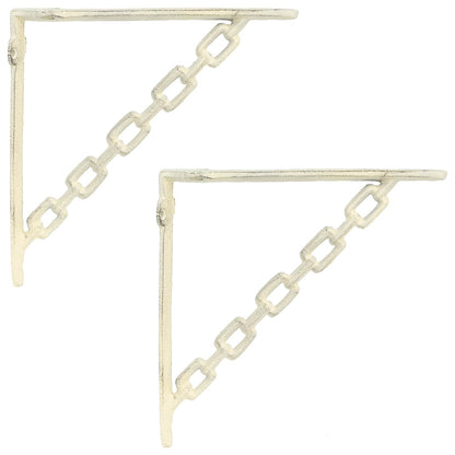 Wall Shelf Brackets 2 pcs Antique White 21 x 21 x 3.5 cm Steel