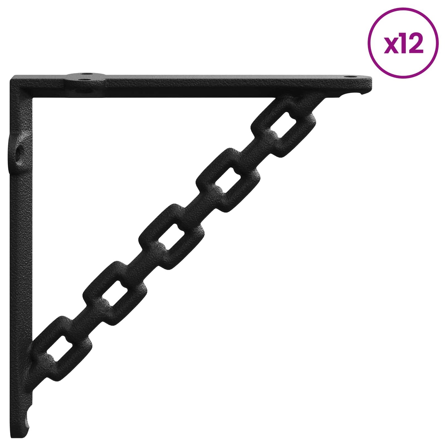 Wall Shelf Brackets 12 pcs Black 21 x 21 x 3.5 cm Steel