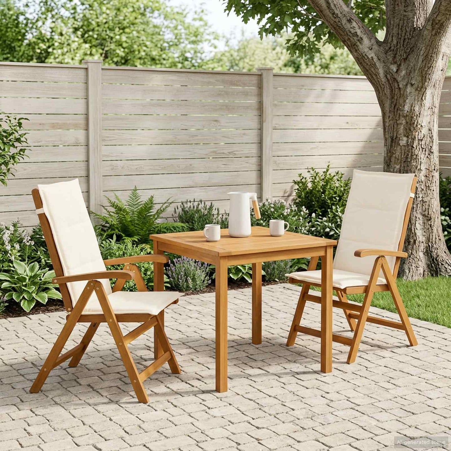 Reclining Garden Chairs 2 pcs Natural Solid Acacia Wood
