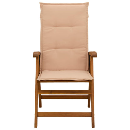 Reclining Garden Chairs 2 pcs Natural Solid Acacia Wood