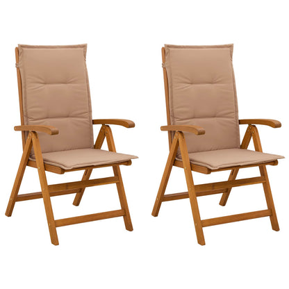 Reclining Garden Chairs 2 pcs Natural Solid Acacia Wood
