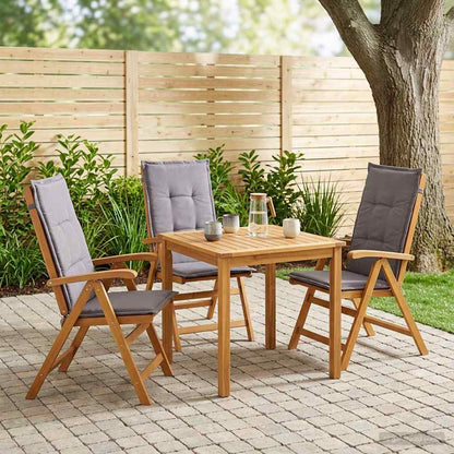 Reclining Garden Chairs 3 pcs Natural Solid Acacia Wood