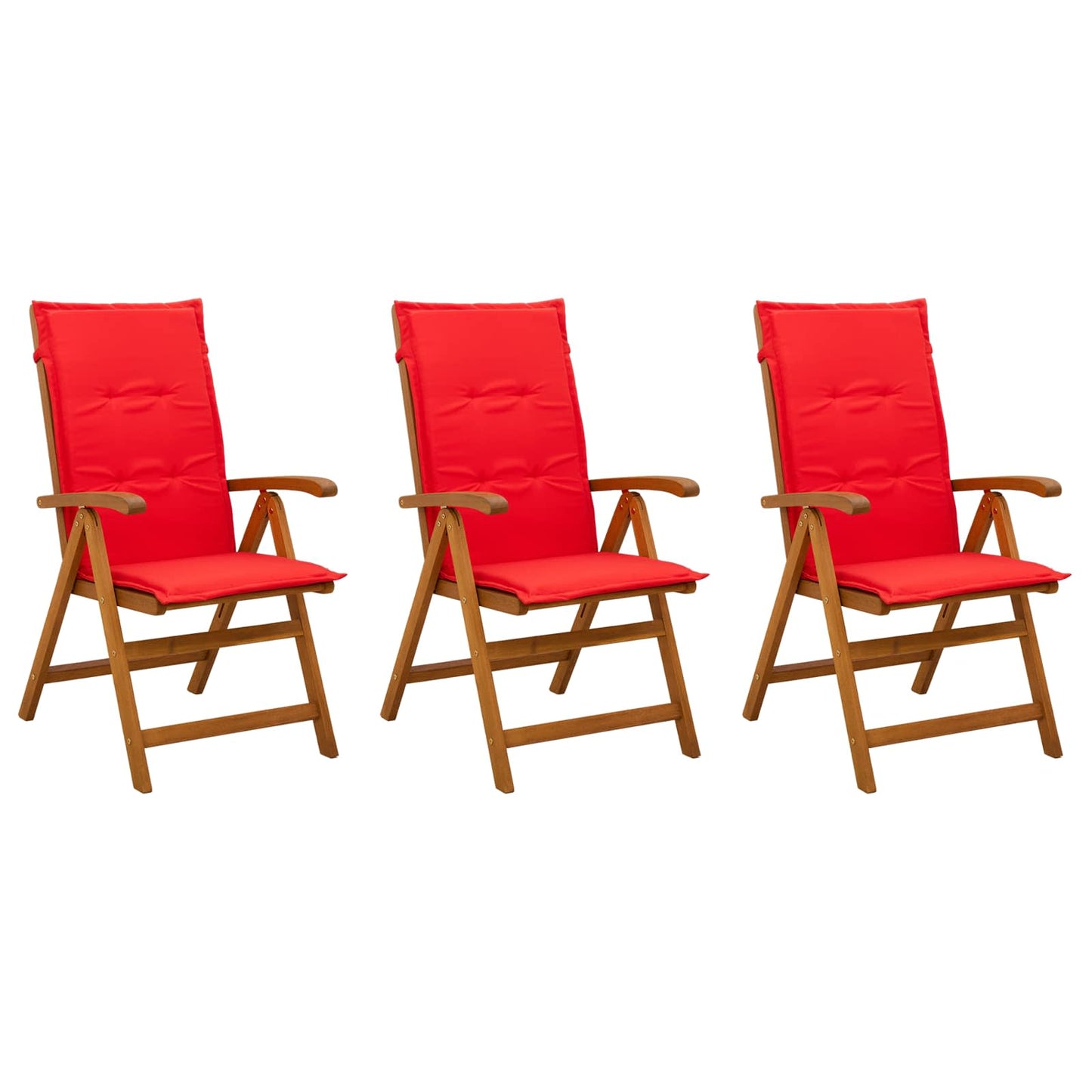 Reclining Garden Chairs 3 pcs Natural Solid Acacia Wood
