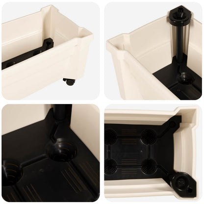 Calypso Planter with Wheels White 79 x 35 x 33 cm PP