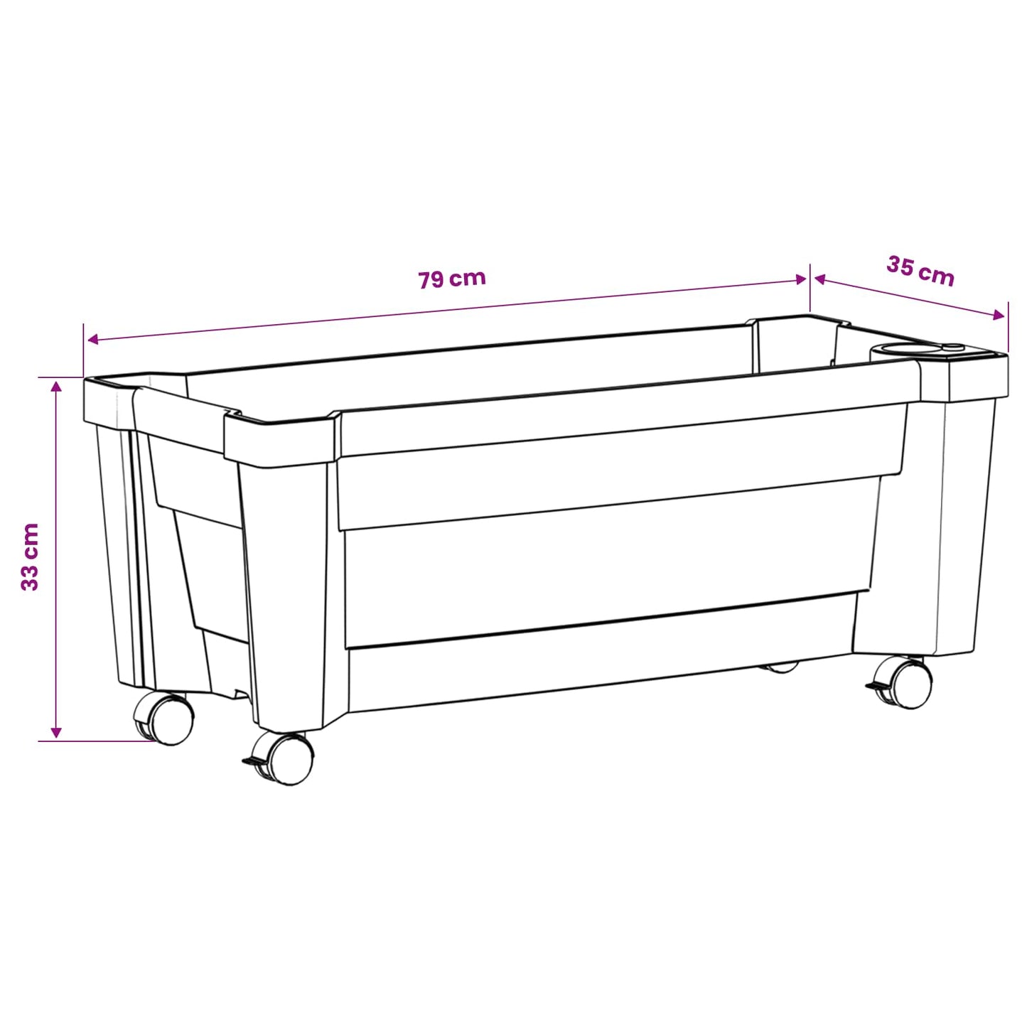 Calypso Planter with Wheels White 79 x 35 x 33 cm PP