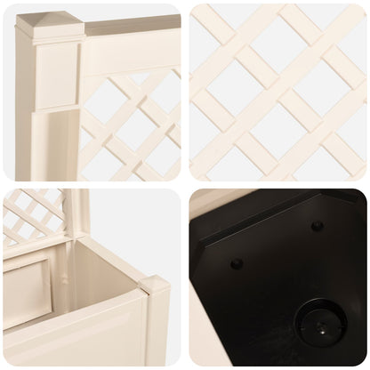Big Planter with Trellis PP White