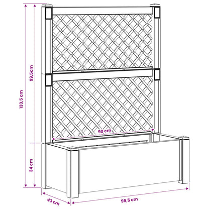 Big Planter with Trellis White 99.5 x 43 x 133.5 cm PP