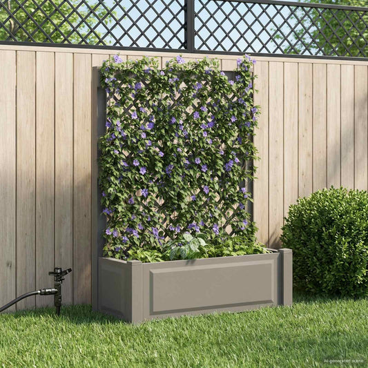 Big Planter with Trellis PP Grey