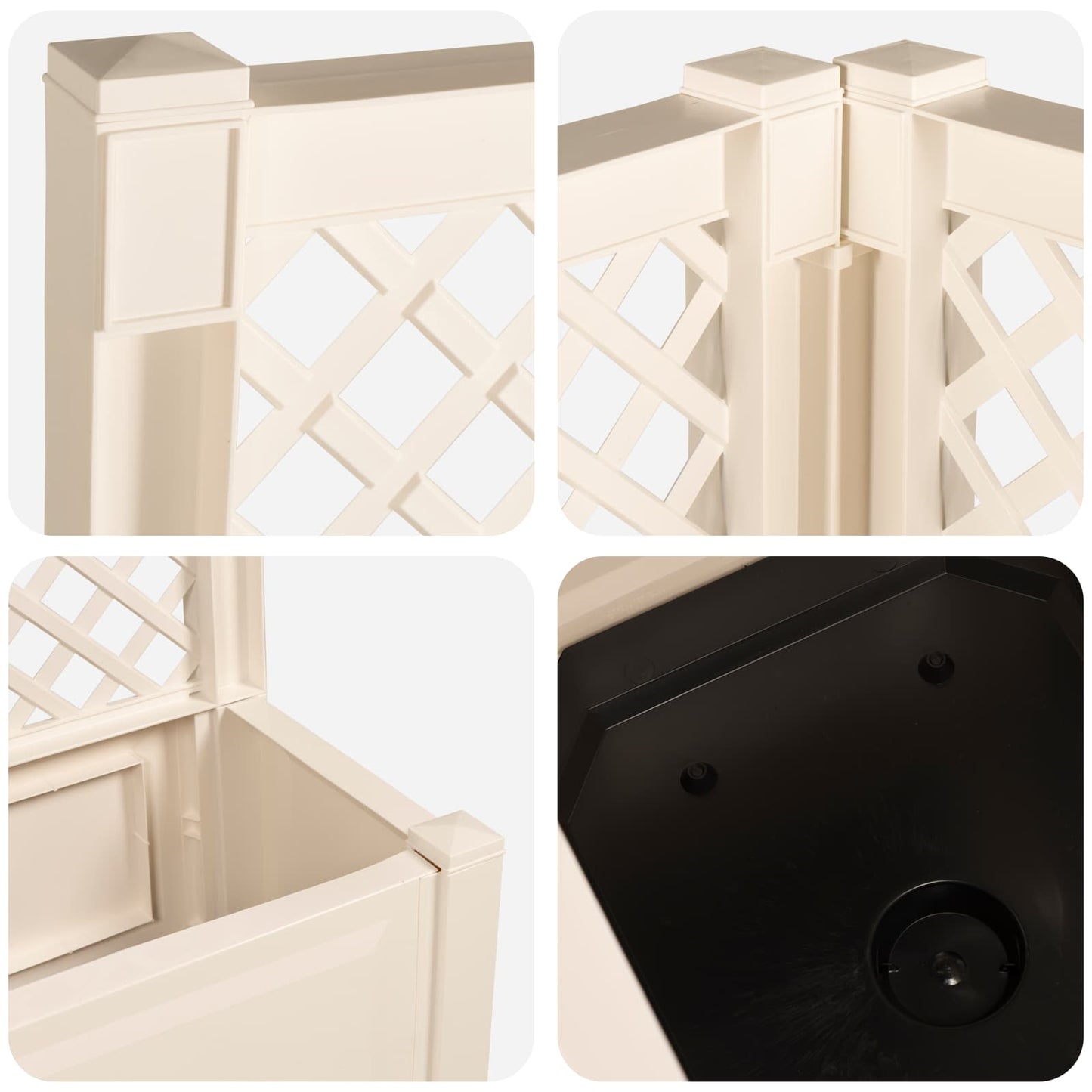 Big Planter with Trellis 2 pcs PP White