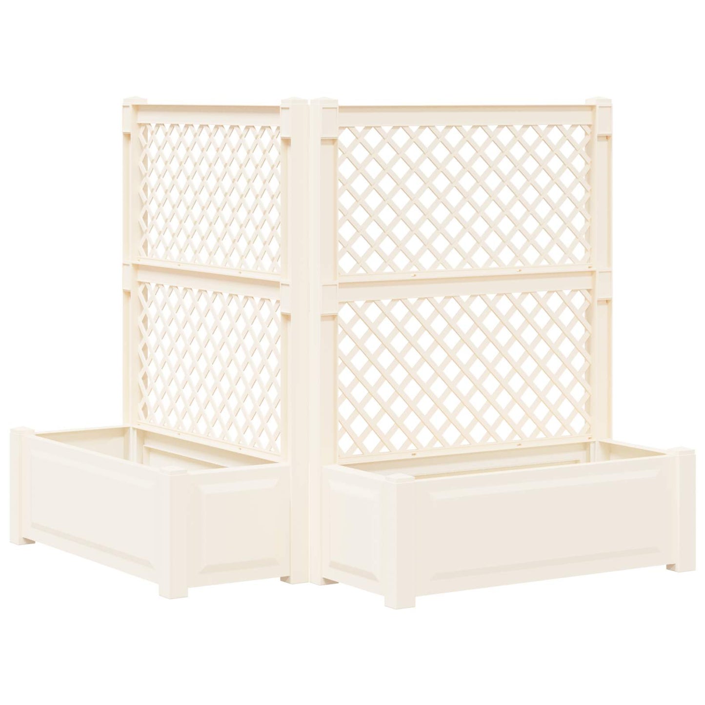 Big Planter with Trellis 2 pcs White 143 x 143 x 133.5 cm PP
