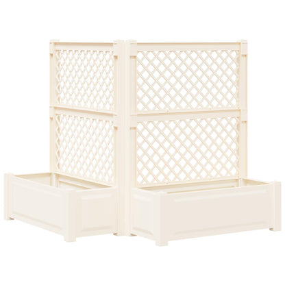 Big Planter with Trellis 2 pcs White 143 x 143 x 133.5 cm PP
