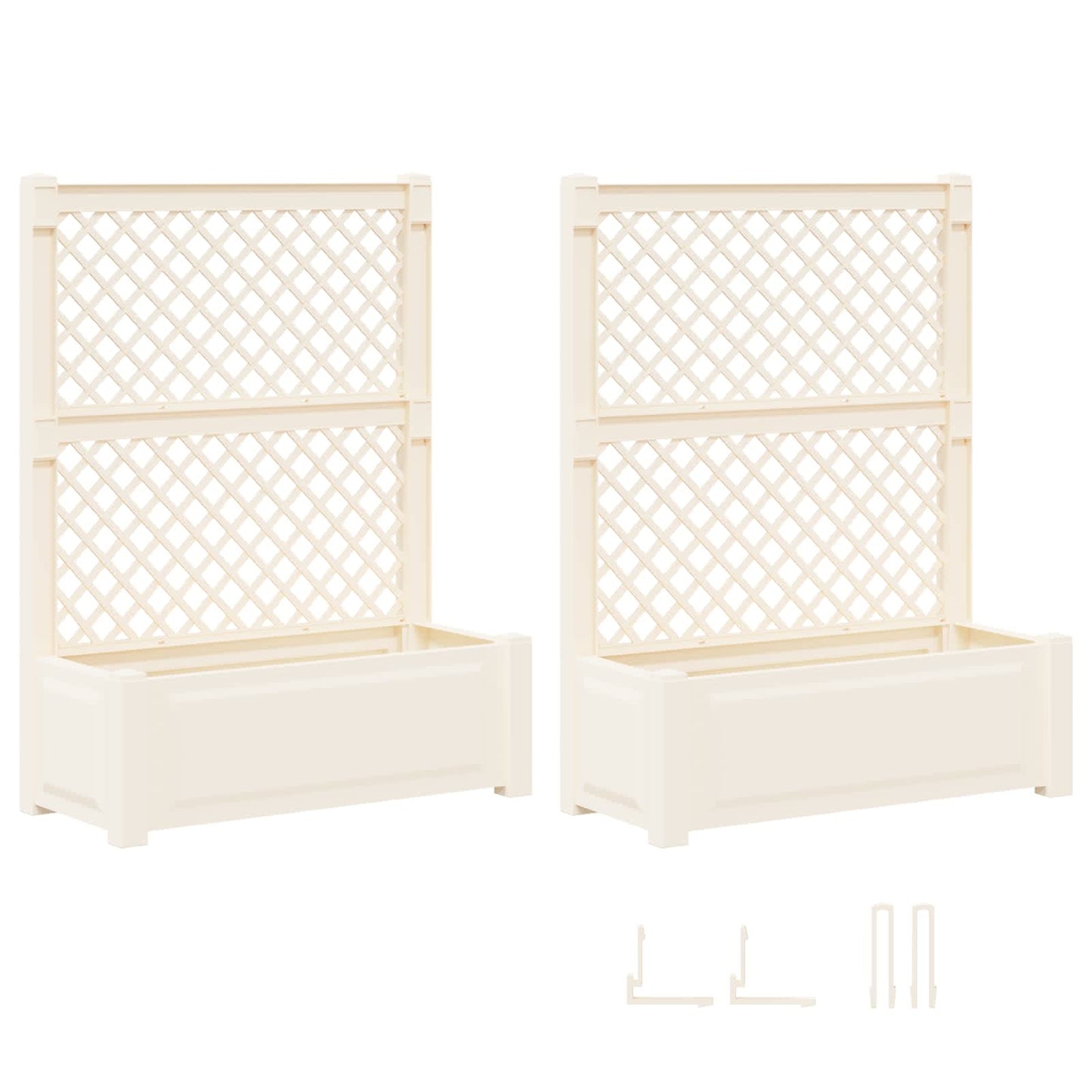 Big Planter with Trellis 2 pcs White 143 x 143 x 133.5 cm PP
