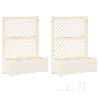 Big Planter with Trellis 2 pcs White 143 x 143 x 133.5 cm PP