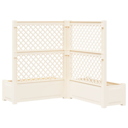 Big Planter with Trellis 2 pcs White 143 x 143 x 133.5 cm PP
