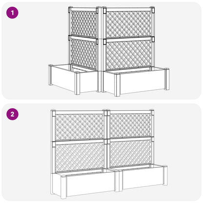 Big Planter with Trellis 2 pcs PP White