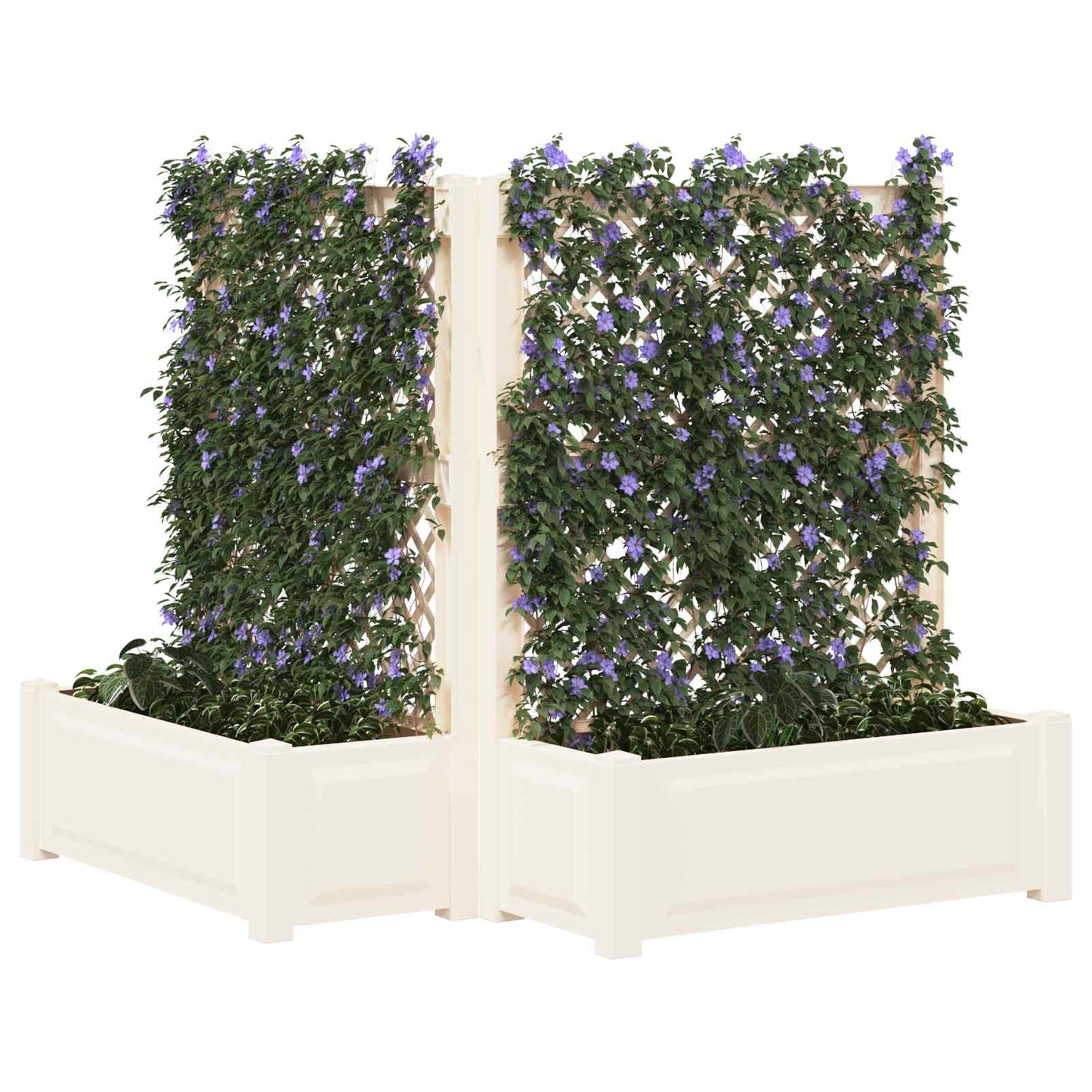 Big Planter with Trellis 2 pcs White 143 x 143 x 133.5 cm PP