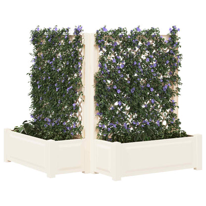Big Planter with Trellis 2 pcs White 143 x 143 x 133.5 cm PP