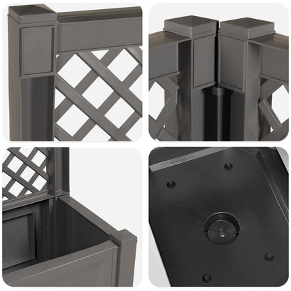 Big Planter with Trellis 2 pcs PP Grey