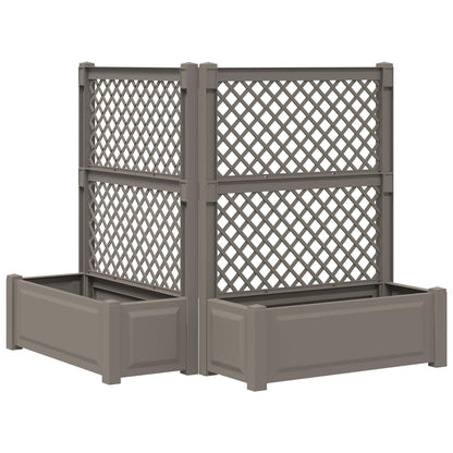 Big Planter with Trellis 2 pcs Grey 143 x 143 x 133.5 cm PP
