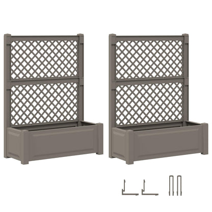 Big Planter with Trellis 2 pcs Grey 143 x 143 x 133.5 cm PP