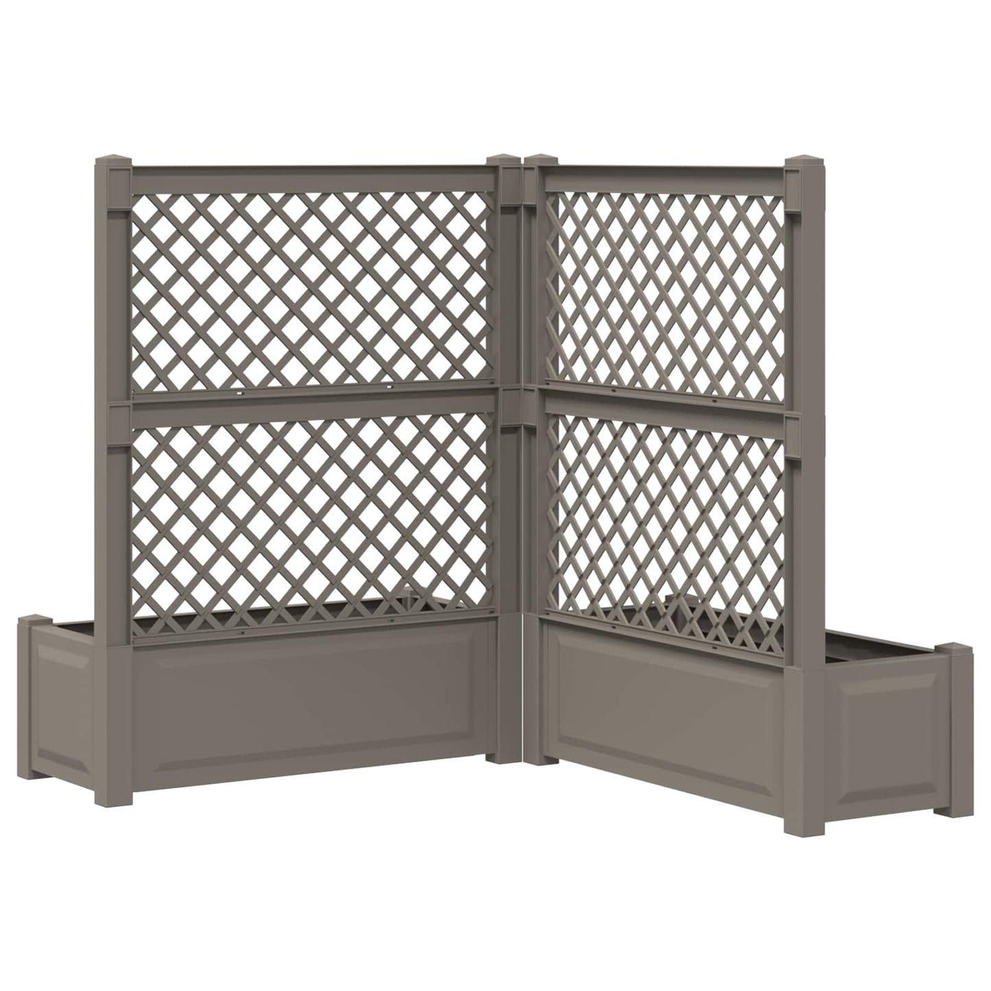 Big Planter with Trellis 2 pcs Grey 143 x 143 x 133.5 cm PP