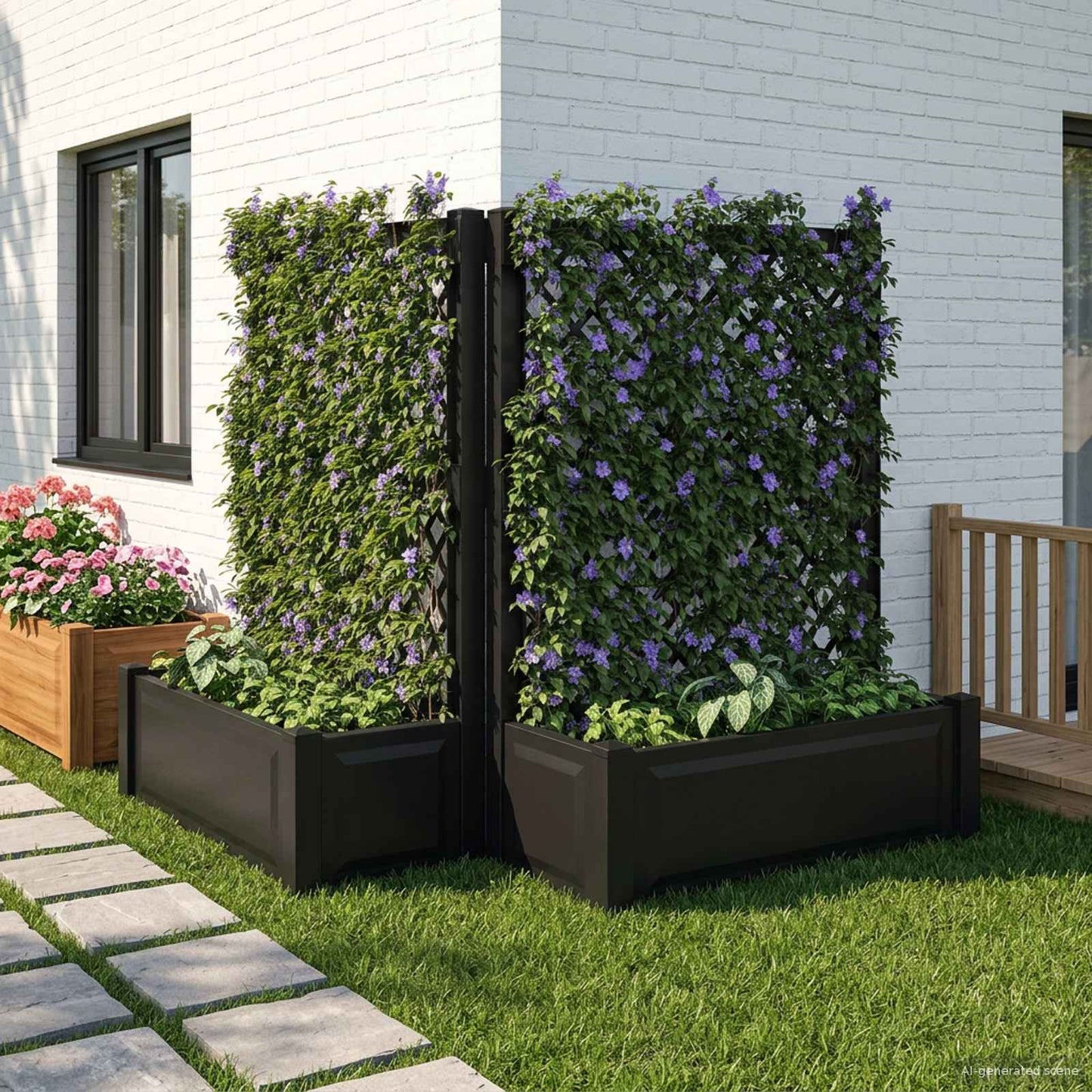Big Planter with Trellis 2 pcs Anthracite 143 x 143 x 133.5 cm