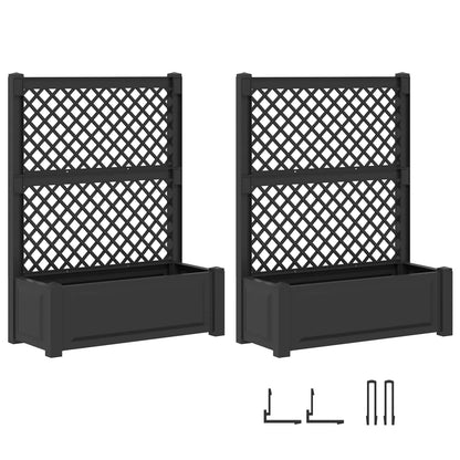 Big Planter with Trellis 2 pcs Anthracite 143 x 143 x 133.5 cm