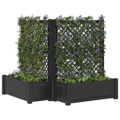 Big Planter with Trellis 2 pcs Anthracite 143 x 143 x 133.5 cm