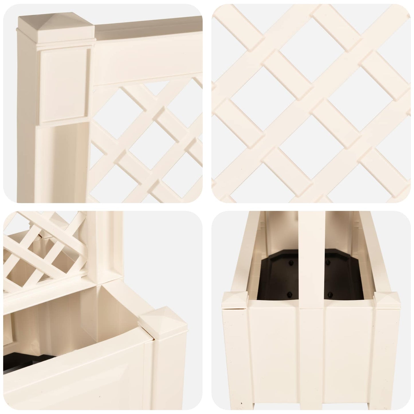 Big Planter with Trellis White 99.5 x 43 x 133.5 PP