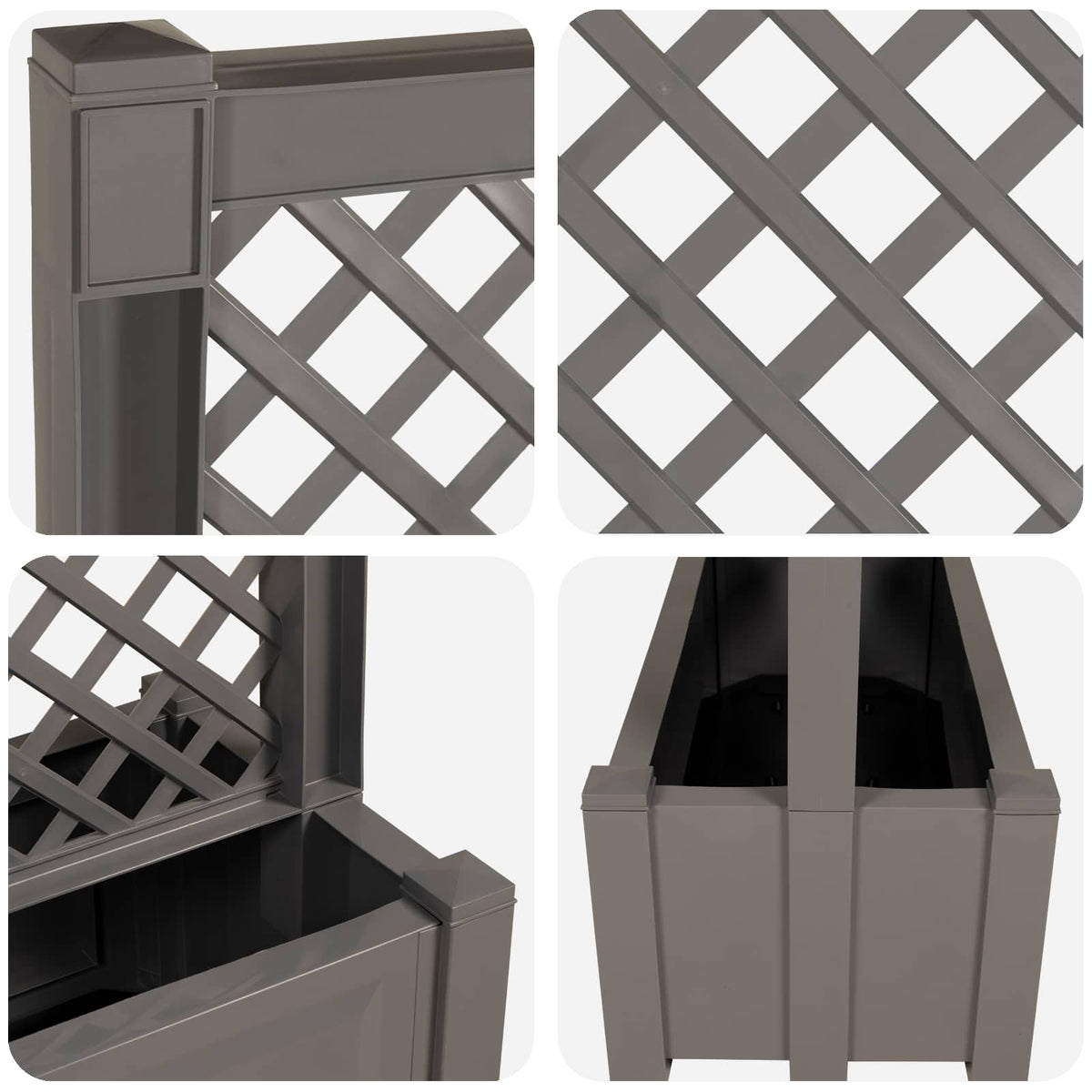 Big Planter with Trellis Grey 99.5 x 43 x 133.5 PP