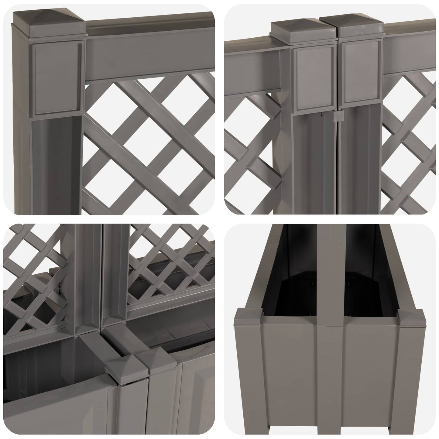 Big Planter with Trellis 2 pcs PP Grey